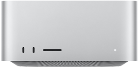 Front-facing view of Mac Studio two USB-C ports and SDXC card reader port