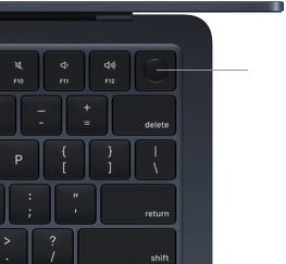 Touch ID sensor located in top right corner of MacBook Air keyboard