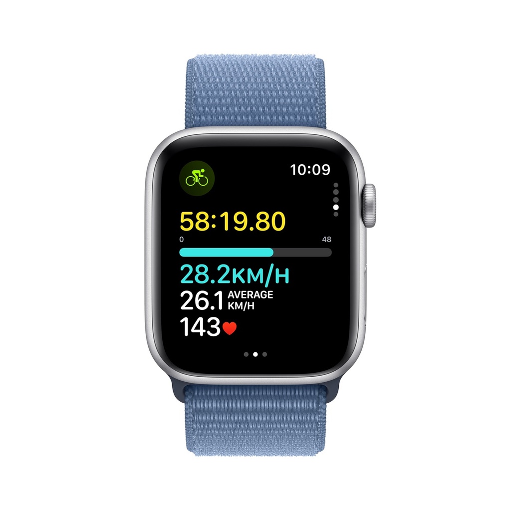 Apple Watch SE Silver Aluminium Case with Winter Blue Sport Loop