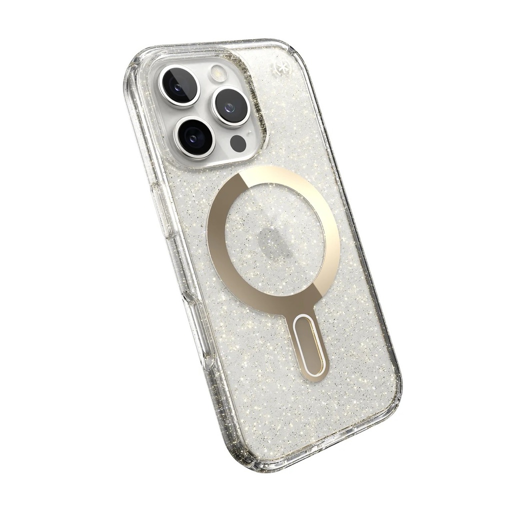Speck Case with ClickLock/MagSafe for iPhone 16 Pro Max - Clear / Gold Glitter