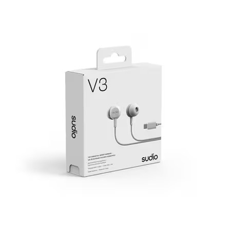 Sudio V3 Wired Earbuds - Grey White