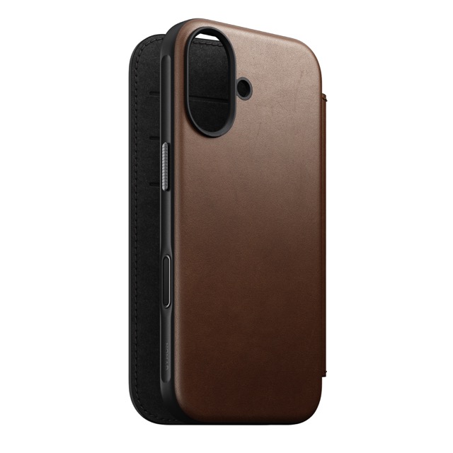 Nomad Modern Leather Folio Case with MagSafe for iPhone 17 - Brown