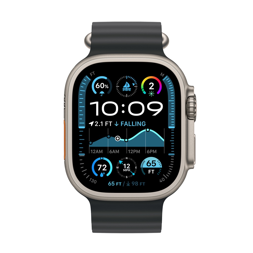 49mm Black Ocean Band - Natural Titanium Finish