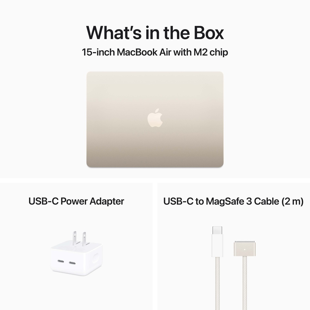 Apple 15-inch MacBook Air: Apple M2 chip with 8-core CPU, 10-core GPU, 16-core Neural Engine