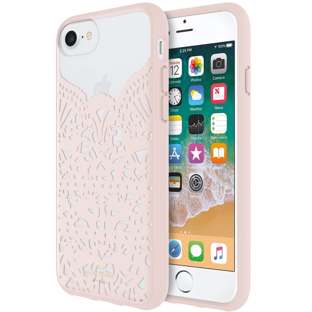 kate spade Hardshell Case for iPhone SE (2nd & 3rd gen) 8/7/6 - Lace Hummingbird Blush