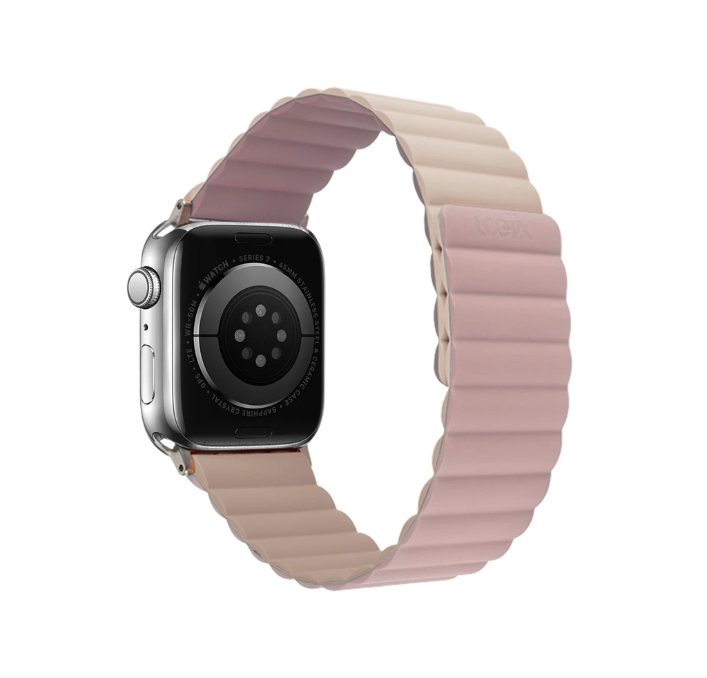 Logiix Vibrance Link Magnetic Silicone Apple Watch Band 38/40/41mm - Pink/Stone