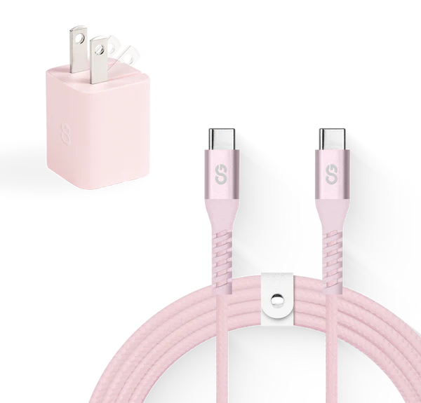 LOGiiX Vibrance Charging Kit (USB-C 1.5m cable + 30W GAN Adapter) - Blush