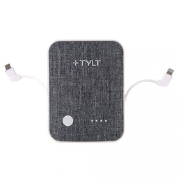 [LIT-XL3XFB-T] Tylt 6700mAh xcele3 Battery Pack with Lightning &amp; Micro USB Cables - Grey Fabric