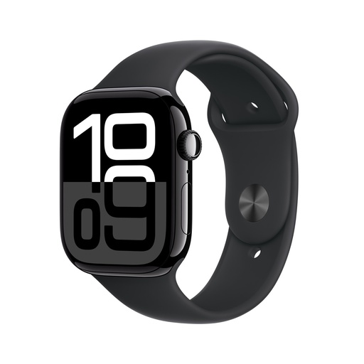 Apple Watch Series 10 Jet Black Aluminium Case with Black Sport Band M/L