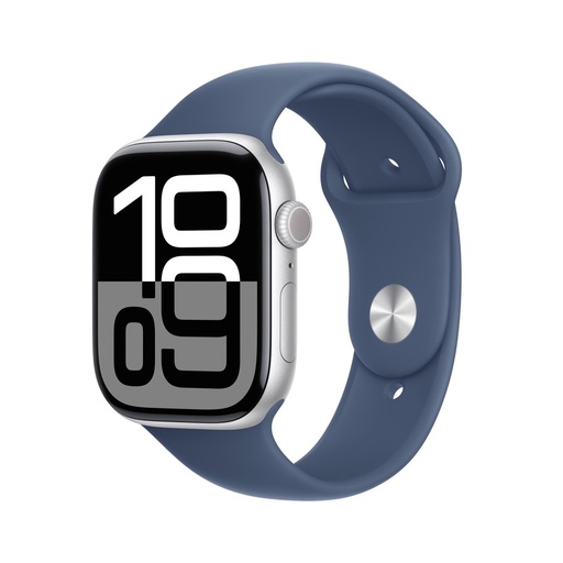 [3N493LL/A] Apple Watch Series 10 GPS 46mm Silver Aluminium Case with Denim Sport Band - S/M (Demo)